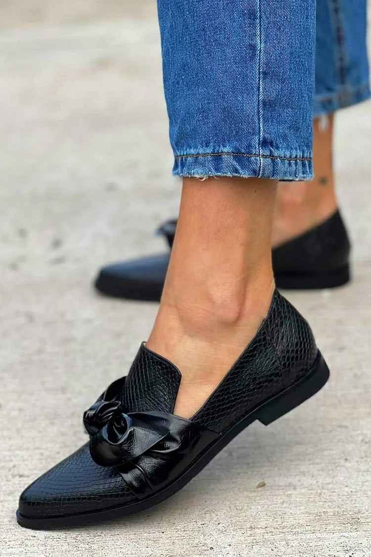Laura - Mocasines negros con lazo brillante