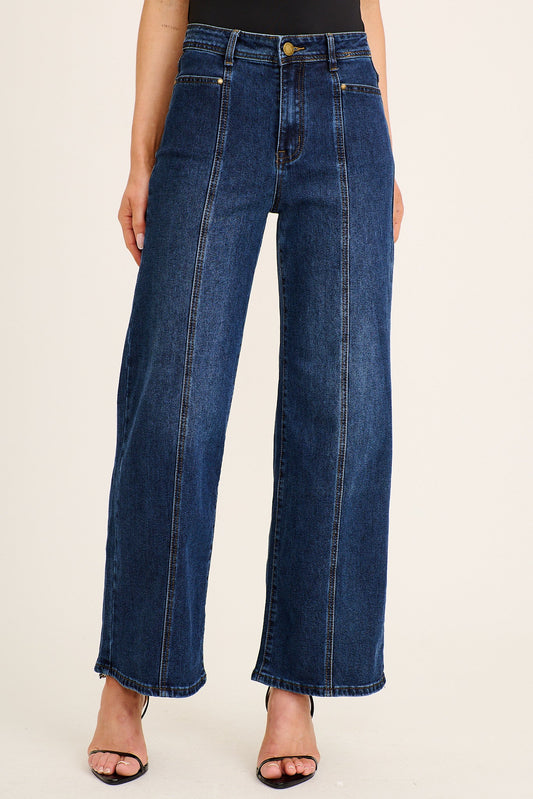 High-Waist-Wide-Leg-Jeans „Terry“ in dunkler Waschung