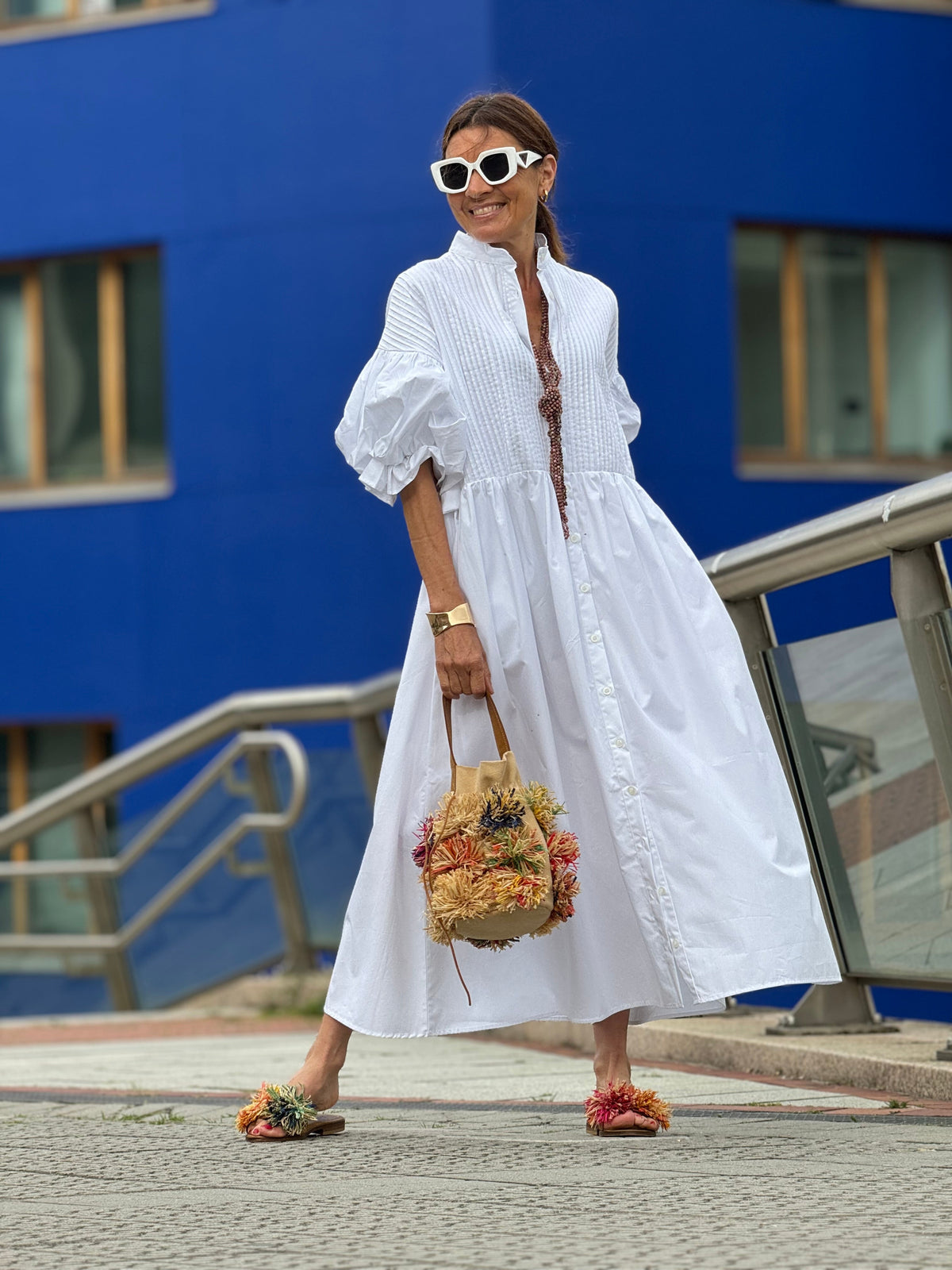 Vestido Phoebe Blanco — Elegancia Atemporal en Algodón Egipcio