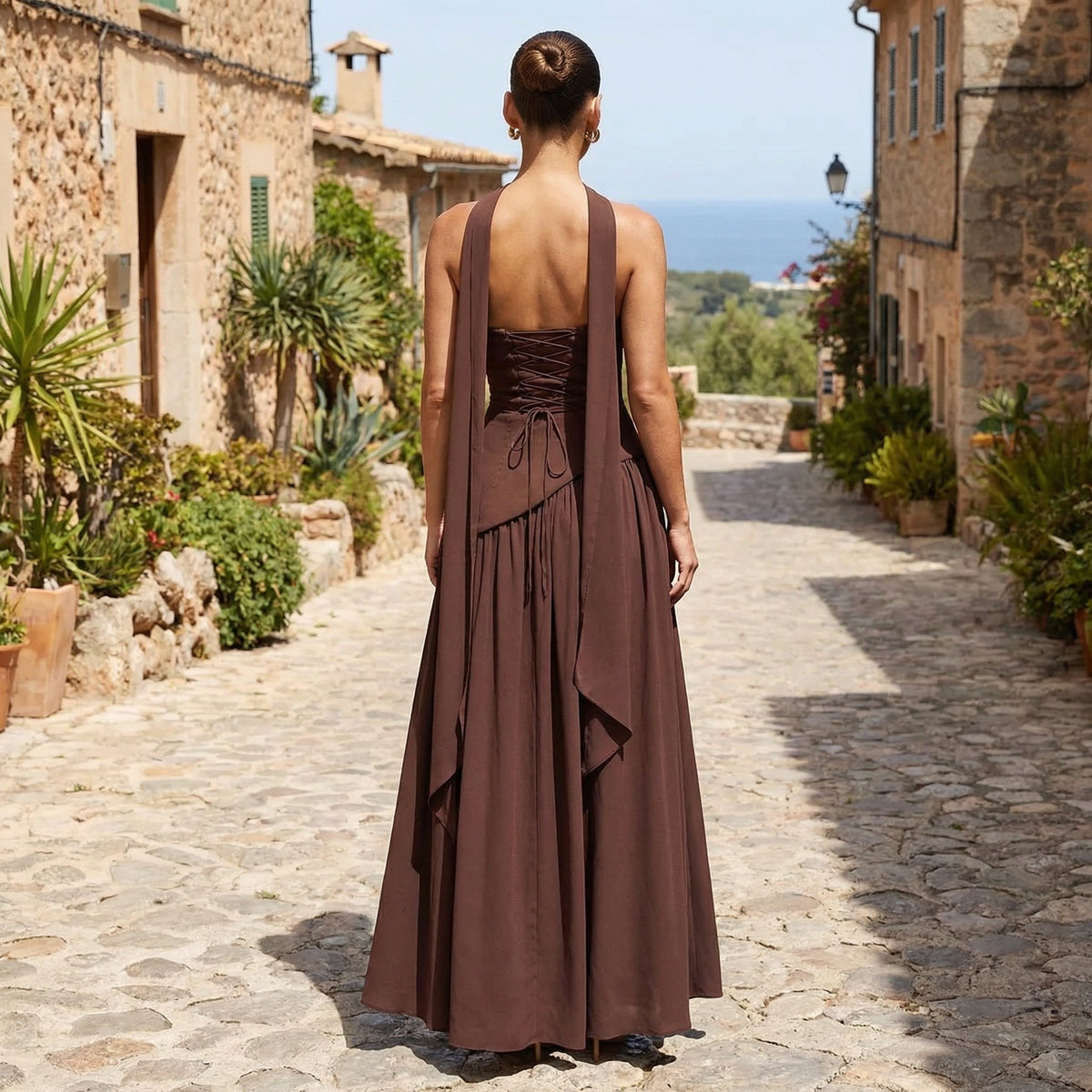 Maia - Vestido maxi sin tirantes