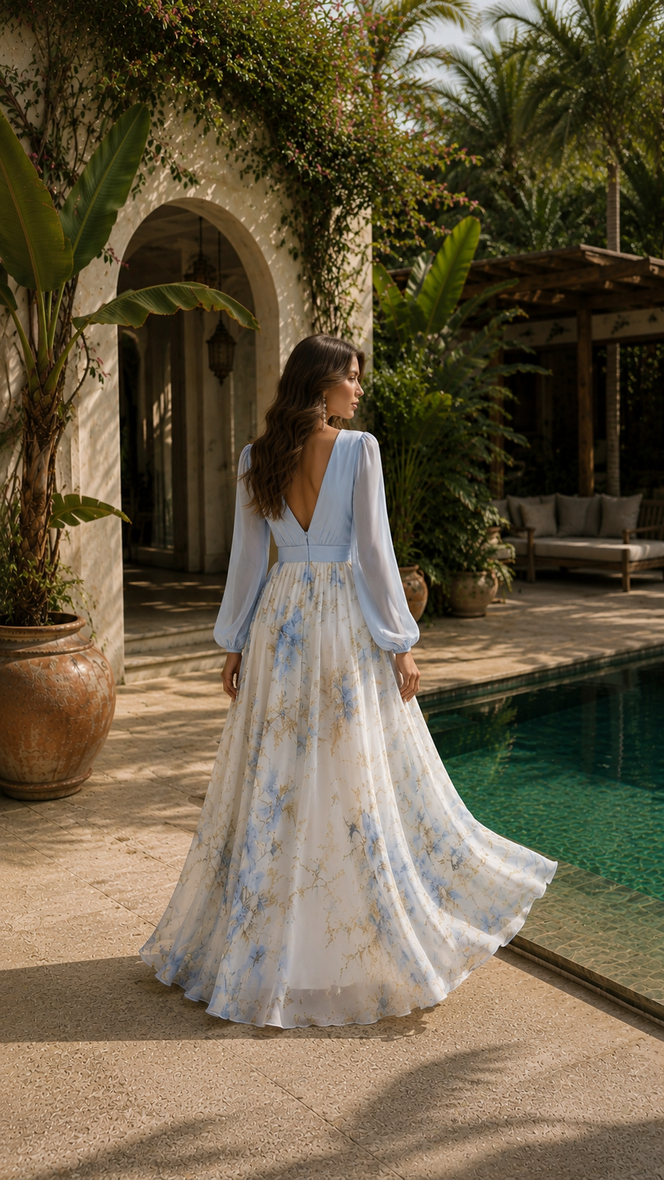 FLORENCIA | Vestido Maxi Bicolor con Falda Floral