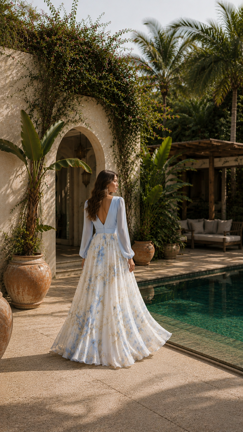 FLORENCIA | Vestido Maxi Bicolor con Falda Floral