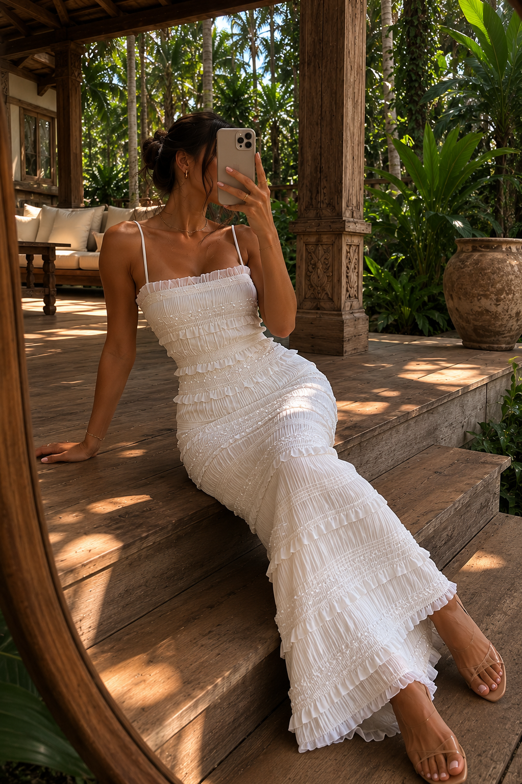 SOLARA | Vestido Maxi de Lentejuelas con Volantes
