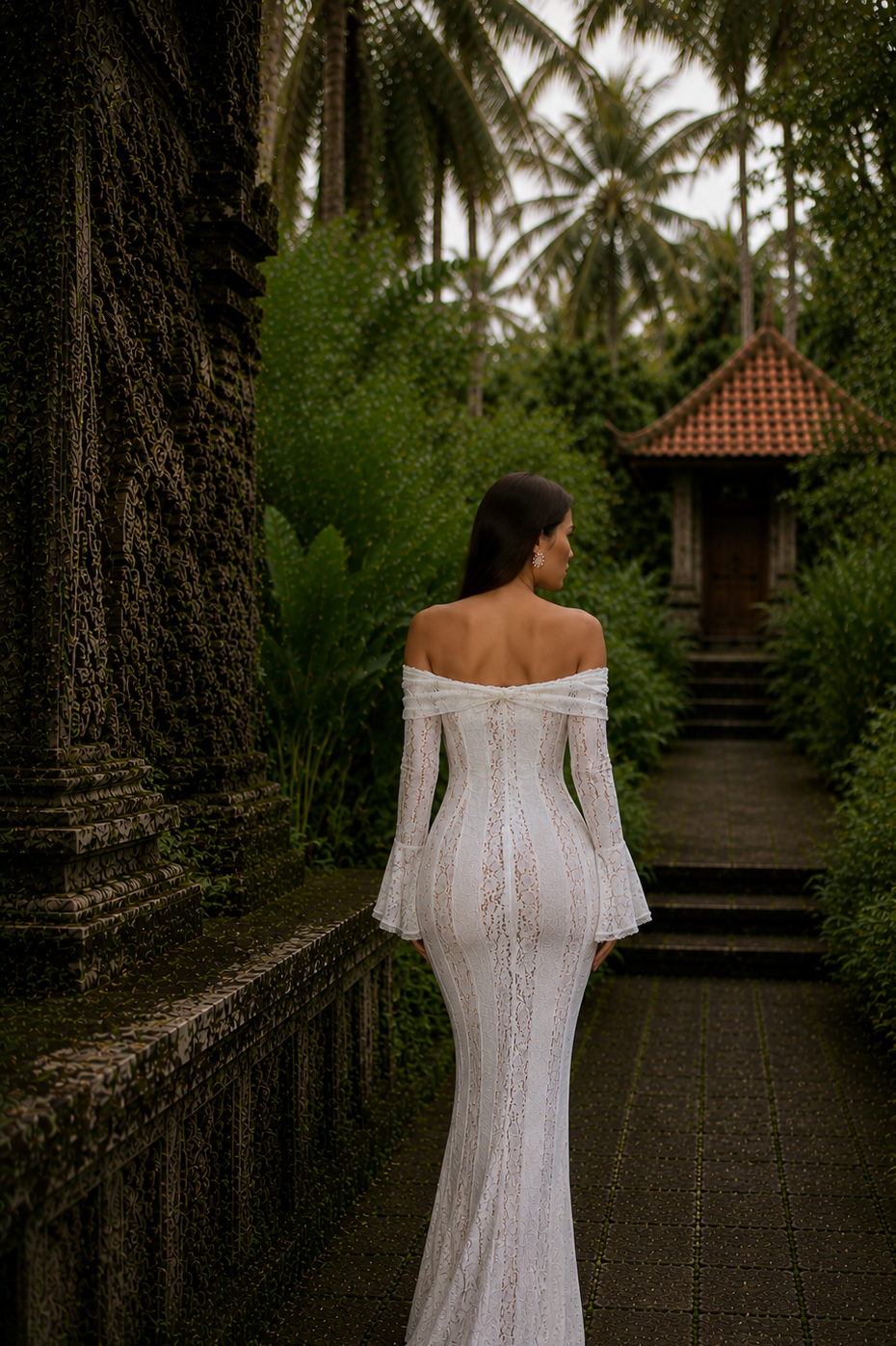 Rosalie Vestido Maxi Off-Shoulder de Encaje