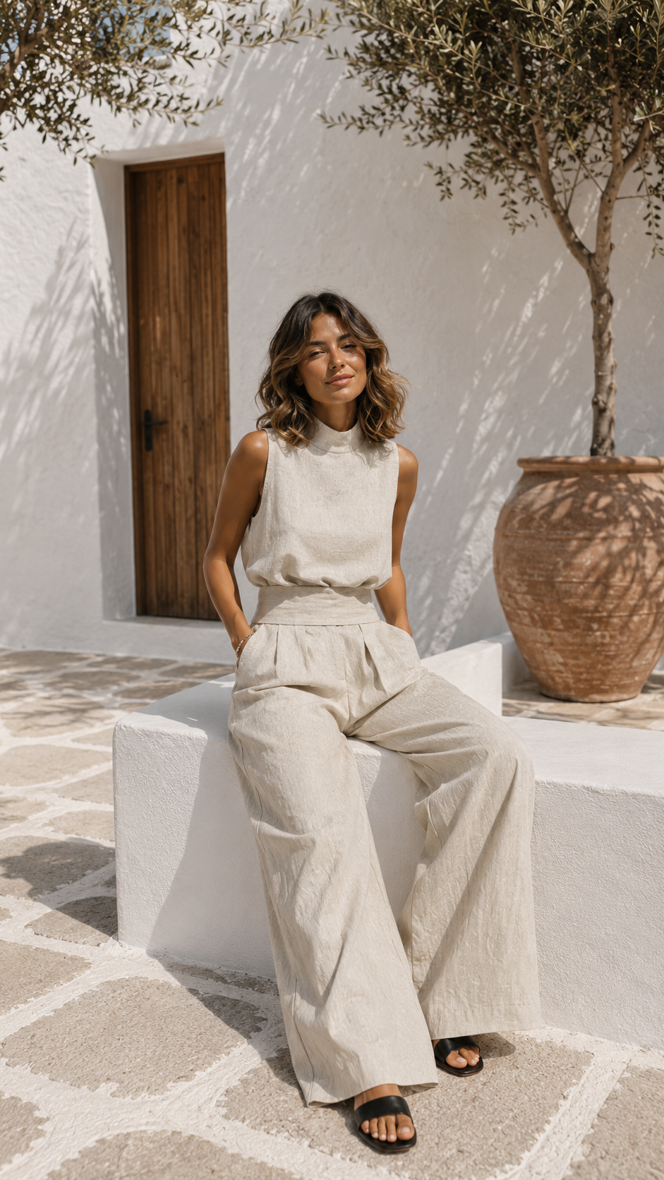 Antonella | Conjunto de top sin mangas y pantalones anchos