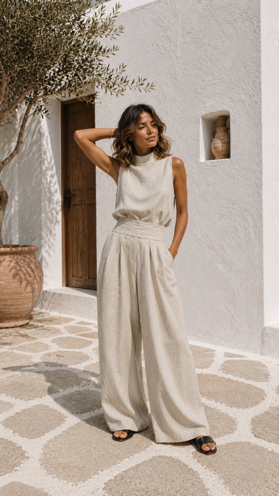 Antonella | Conjunto de top sin mangas y pantalones anchos