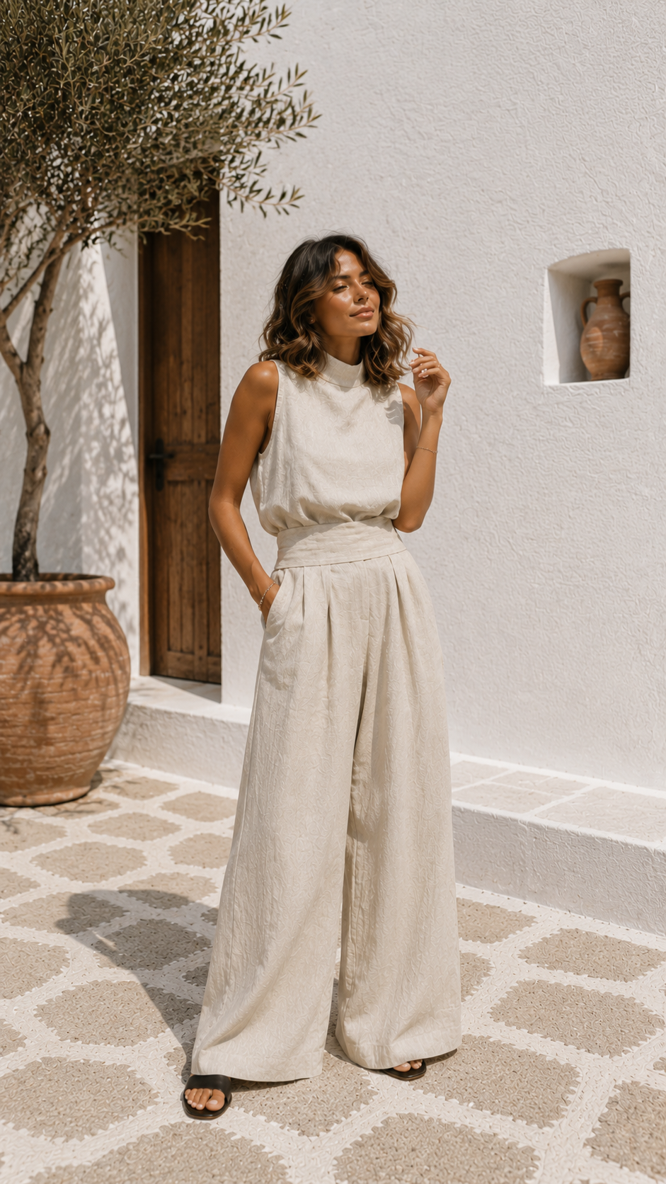 Antonella | Conjunto de top sin mangas y pantalones anchos