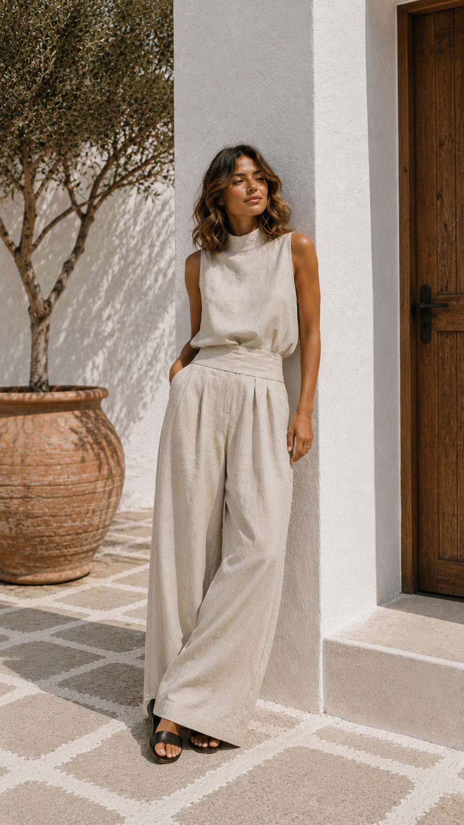 Antonella | Conjunto de top sin mangas y pantalones anchos