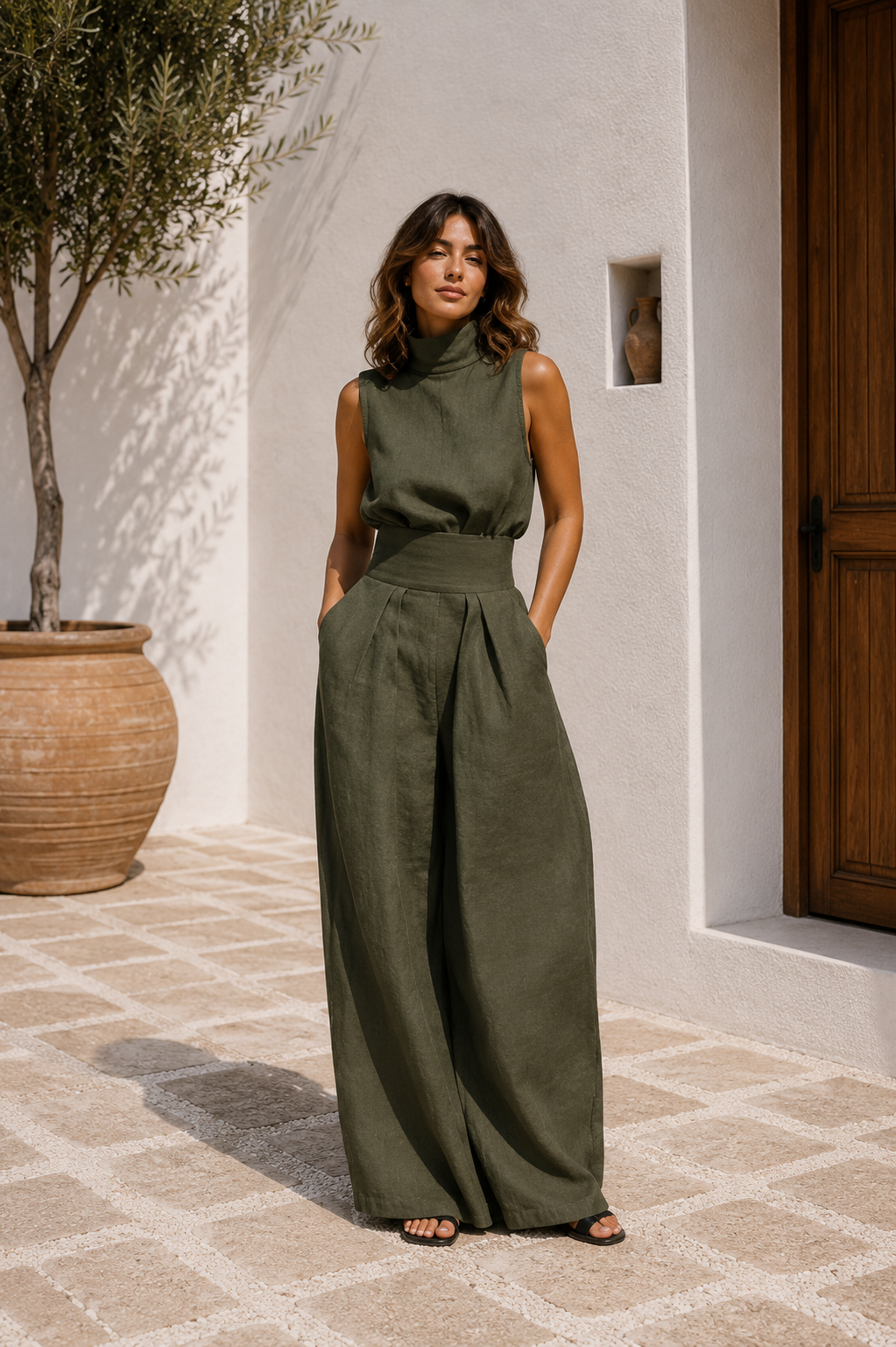 Antonella | Conjunto de top sin mangas y pantalones anchos