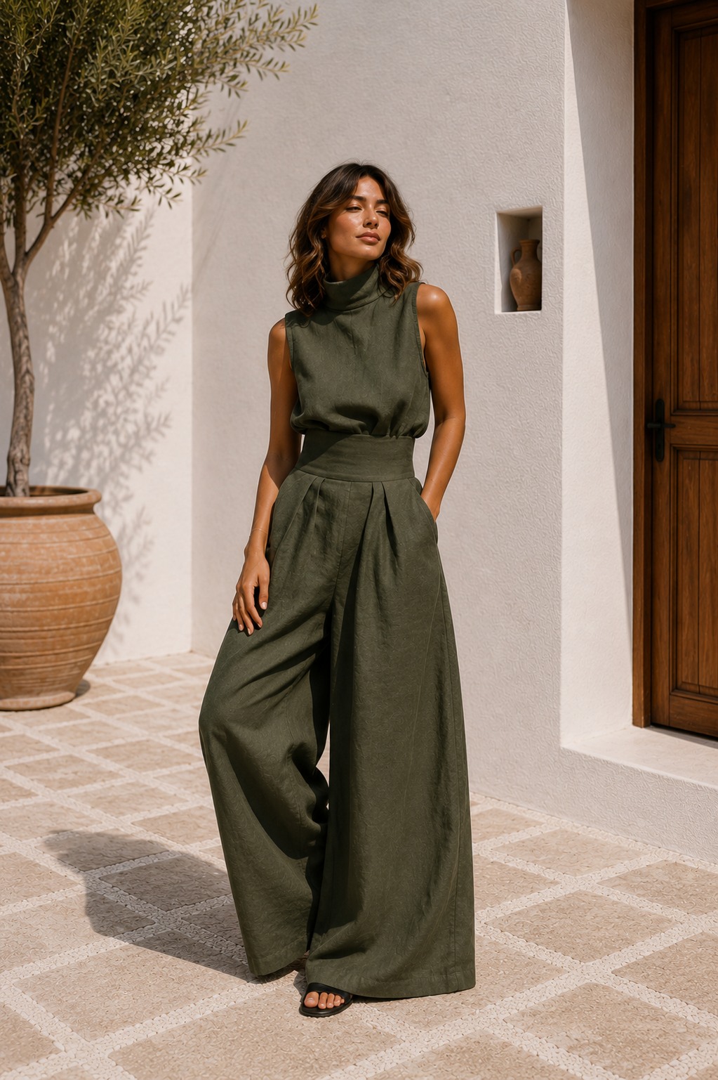 Antonella | Conjunto de top sin mangas y pantalones anchos