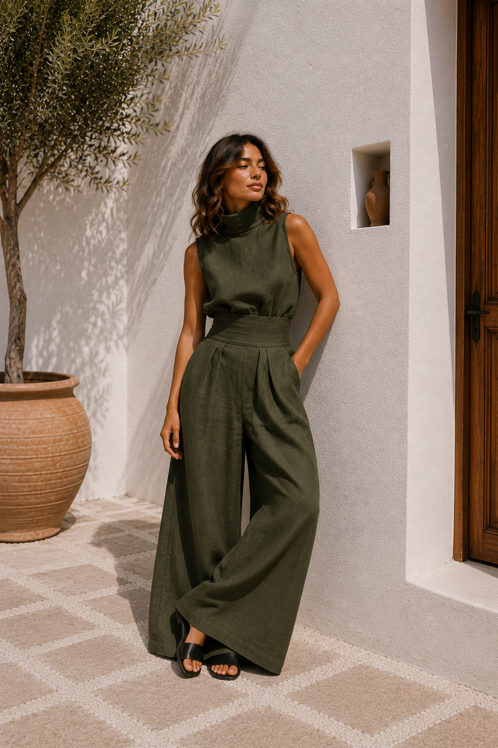 Antonella | Conjunto de top sin mangas y pantalones anchos