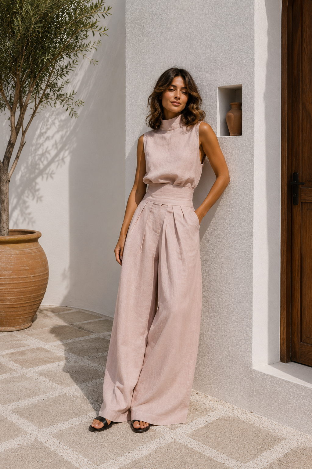 Antonella | Conjunto de top sin mangas y pantalones anchos