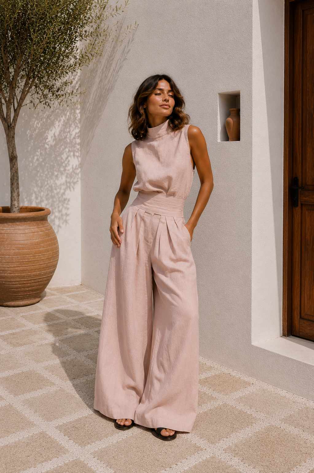 Antonella | Conjunto de top sin mangas y pantalones anchos
