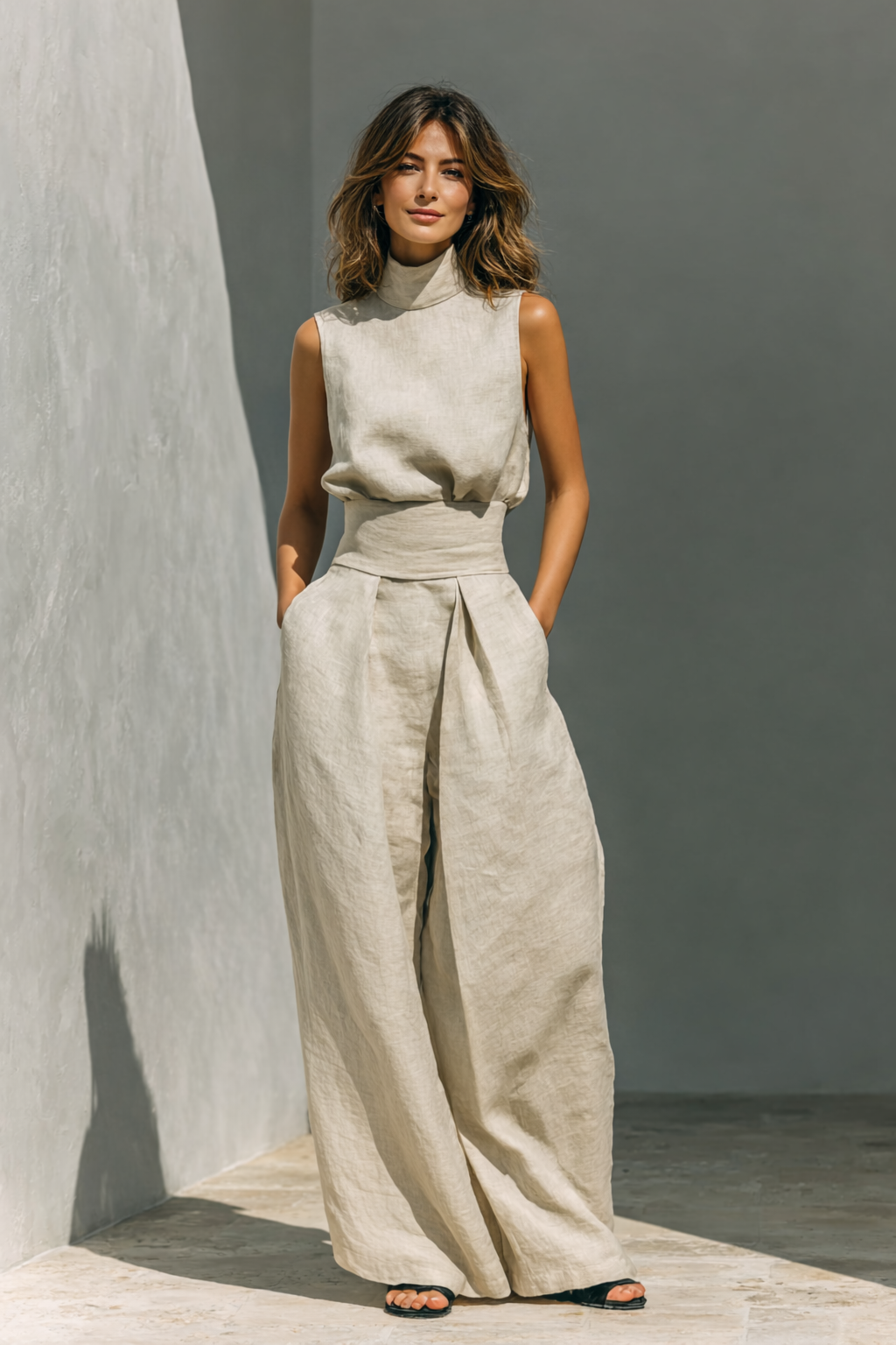 Conjunto Minimalista con Top y Pantalón Ancho