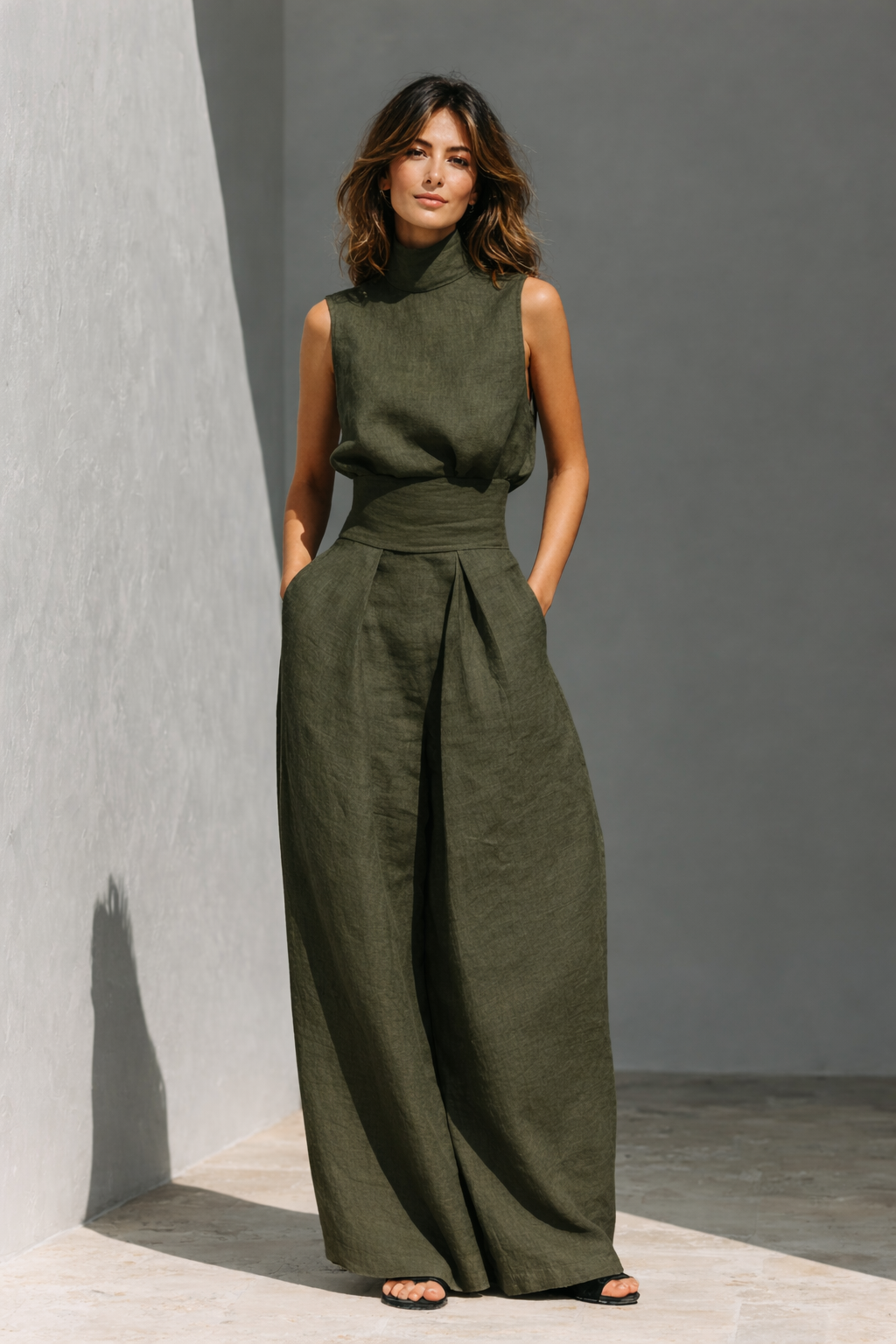 Conjunto Minimalista con Top y Pantalón Ancho