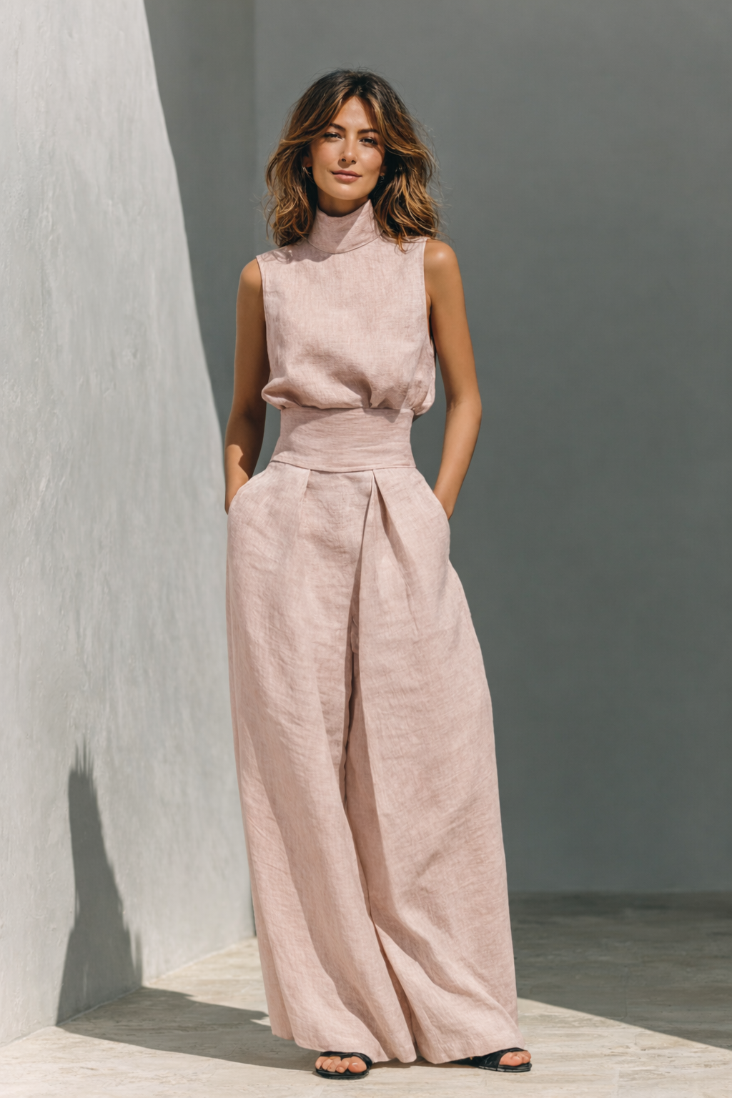 Conjunto Minimalista con Top y Pantalón Ancho