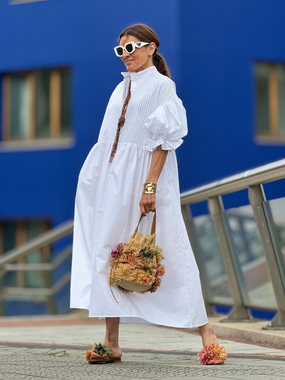 Vestido Phoebe Blanco — Elegancia Atemporal en Algodón Egipcio