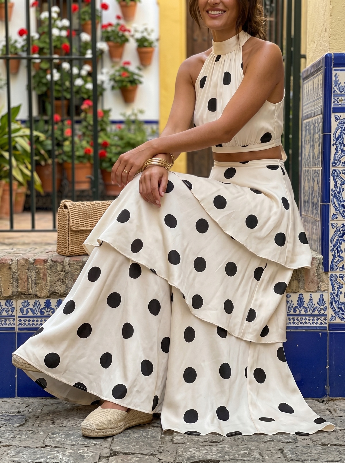 Lucía | Conjunto top y falda larga de lunares · EDICIÓN LIMITADA