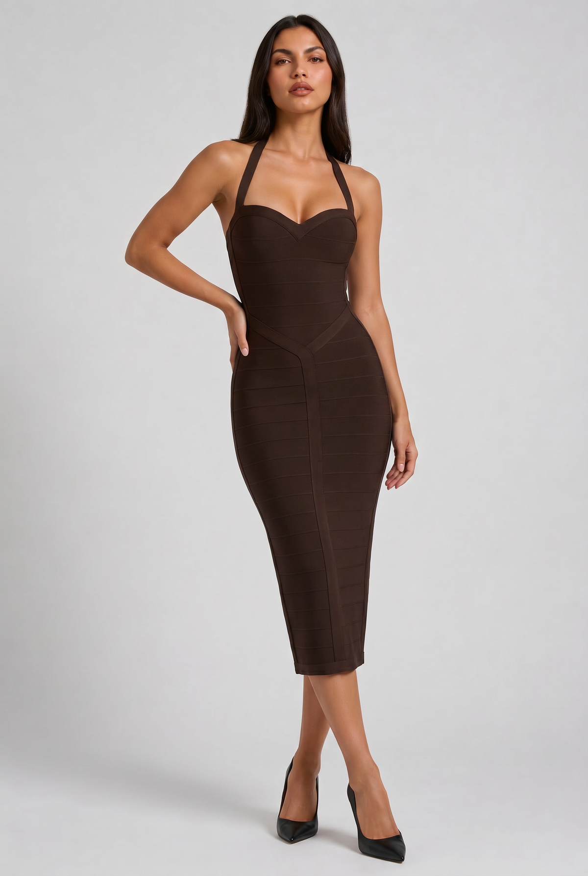 Petra - Vestido Vendaje Chocolate