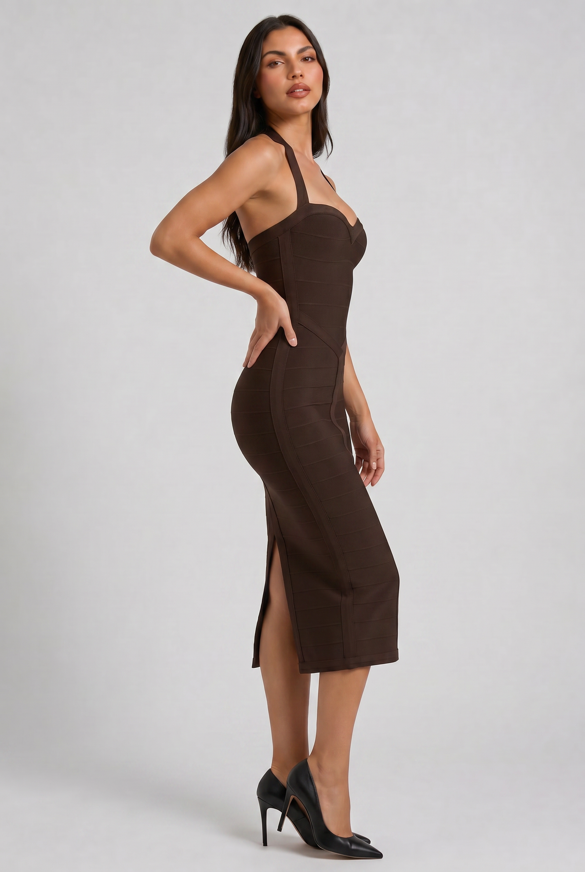 Petra - Vestido Vendaje Chocolate