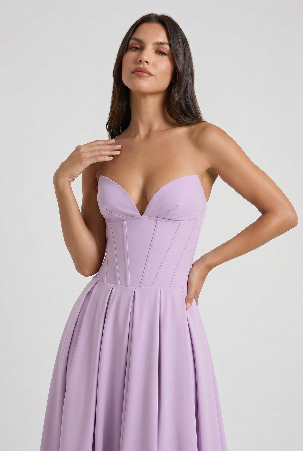 Amalfi - Vestido Corset Violeta con Falda Amplia