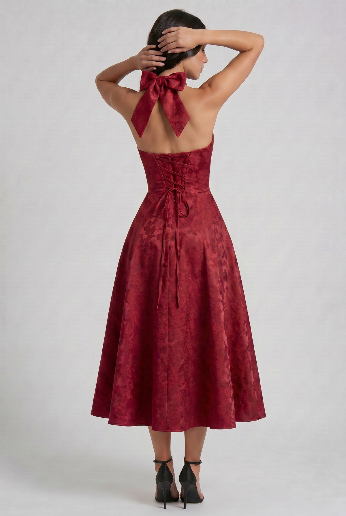 Mi Amante - Vestido Halter Jacquard Floral