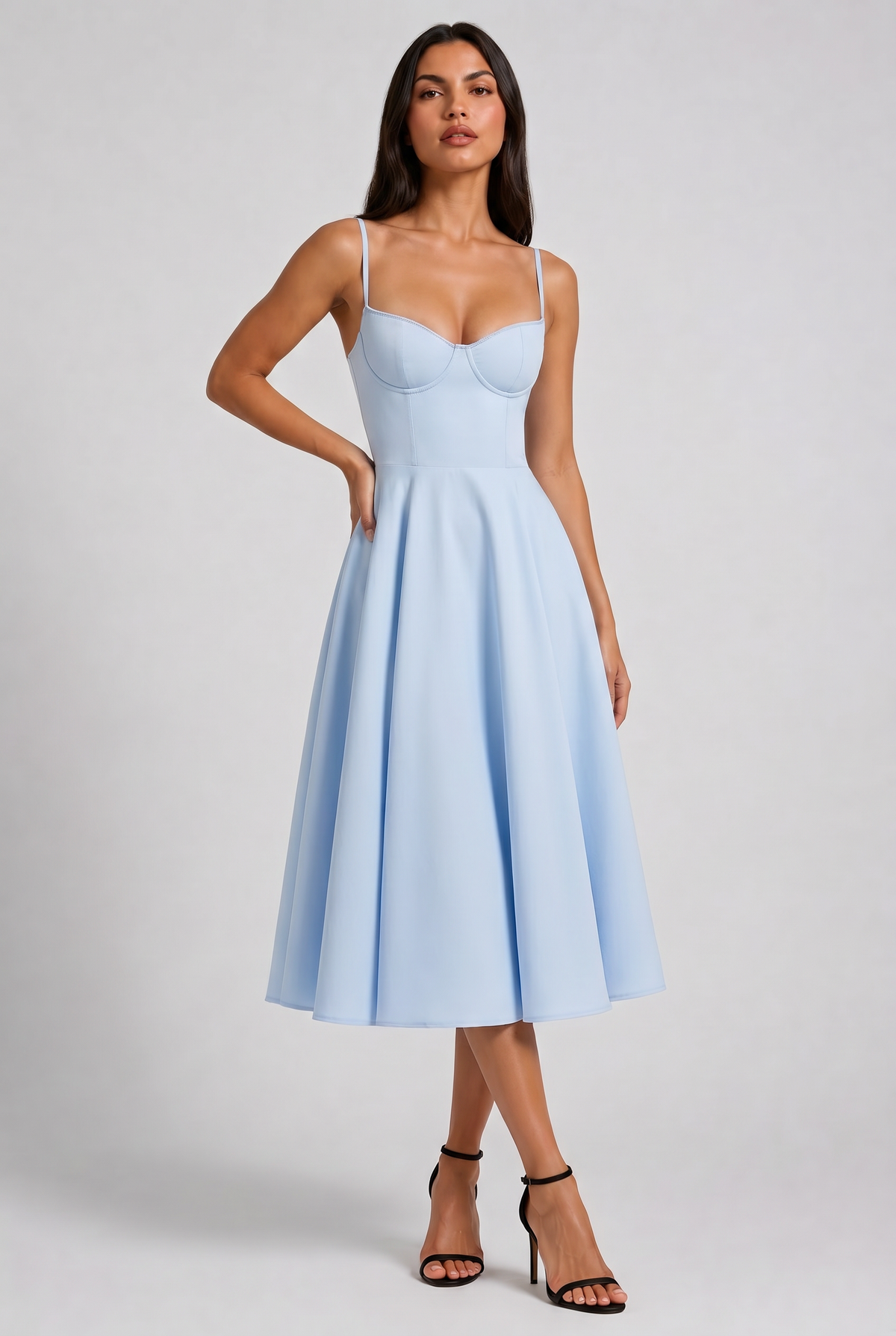 Selene - Vestido Midi Corset (Azul Bebé)