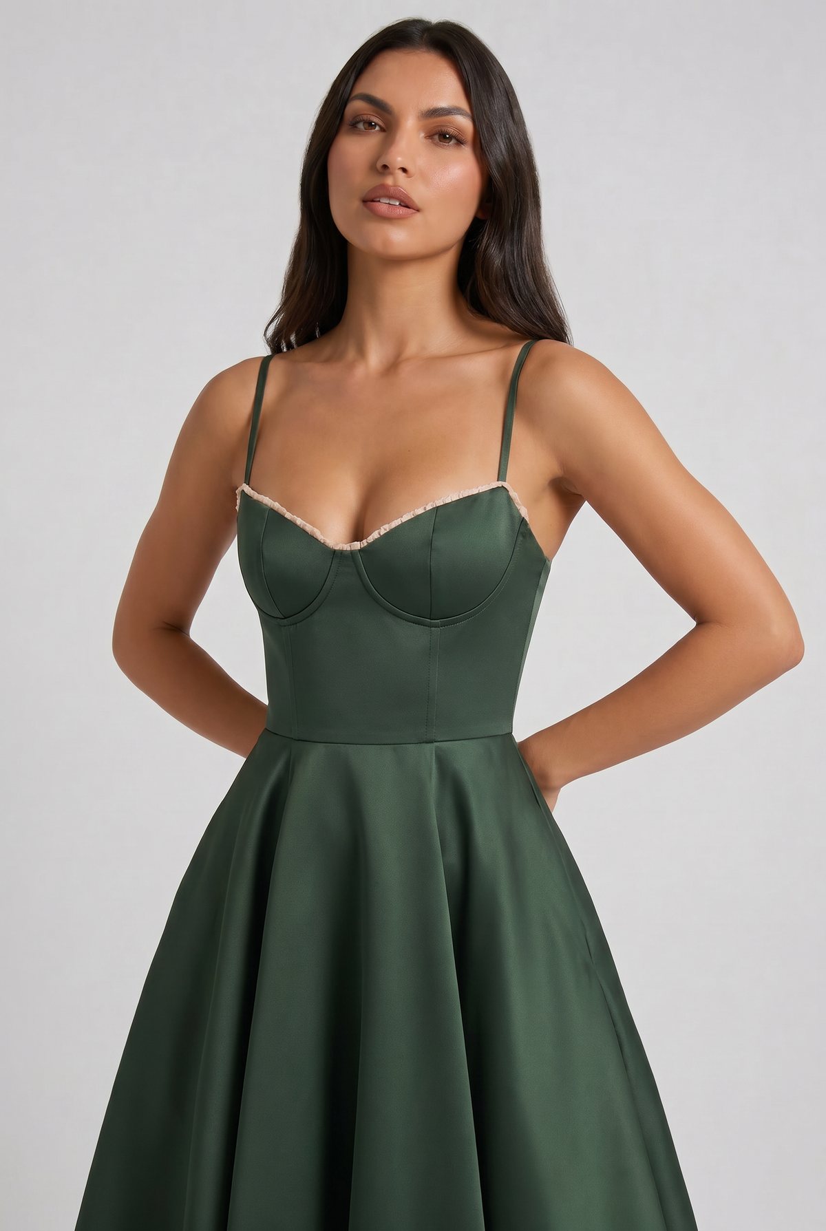 Selene - Vestido Midi Corset (Verde Bosque)