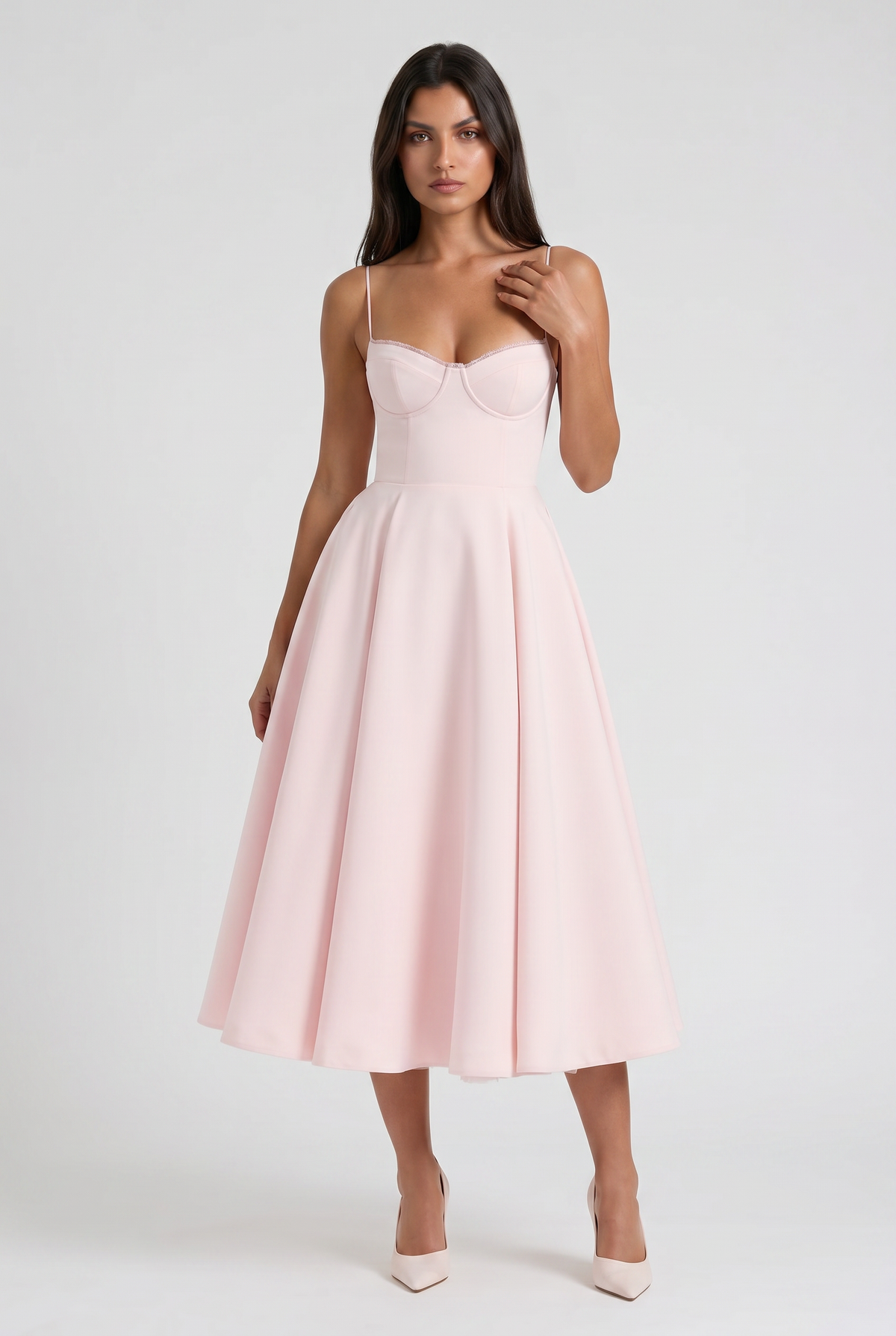 Selene - Vestido Midi Corset (Rosa Pálido)