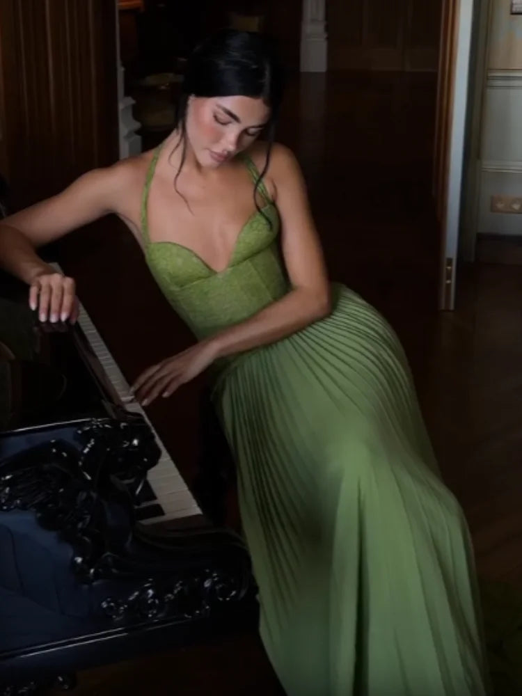 Shailine™ | Vestido verde esmeralda