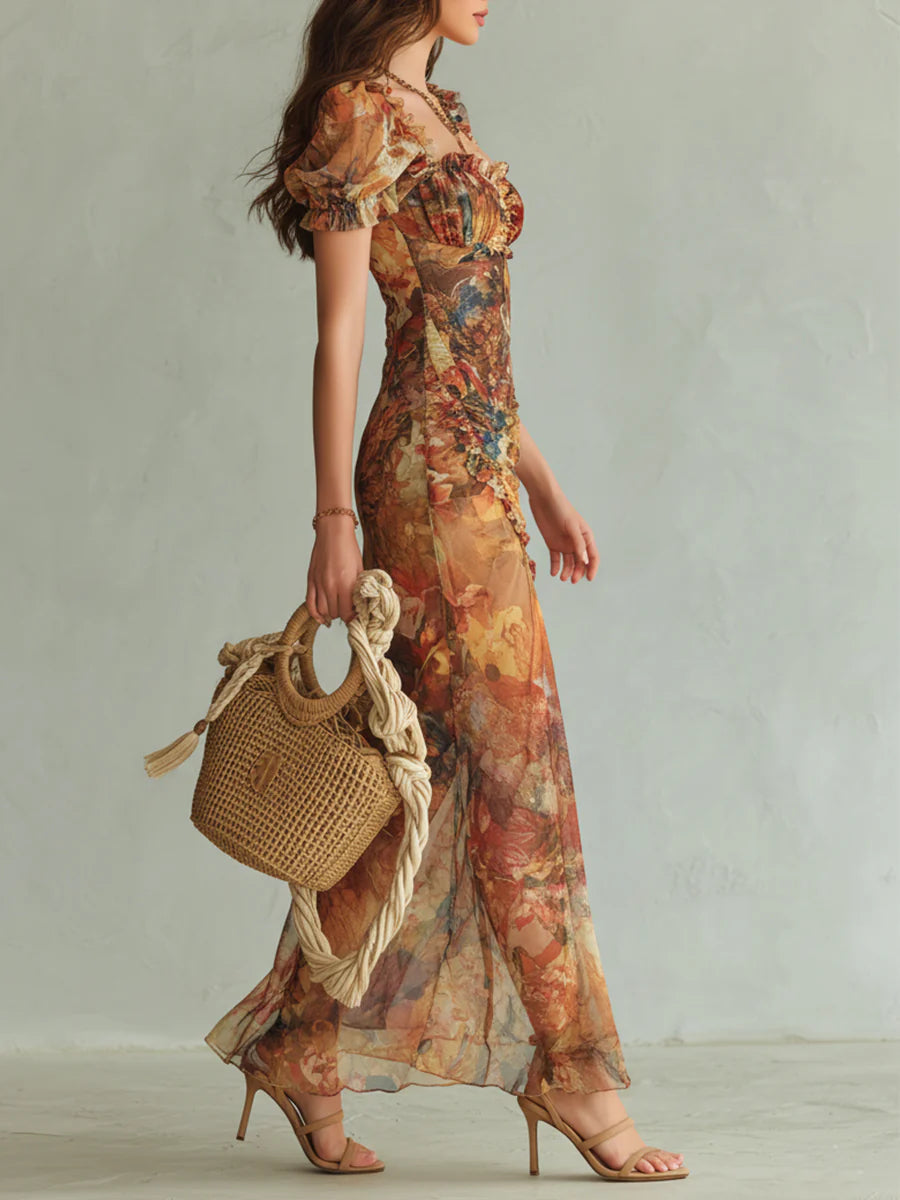 Coralina | Vestido Estampado Acuarela