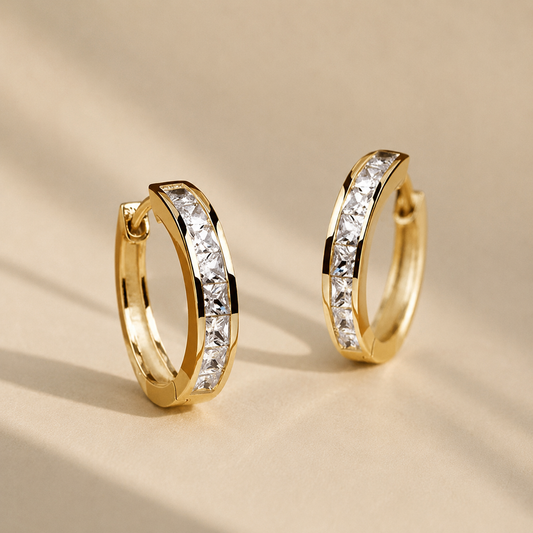 Pendientes de aro de Cristal y Oro