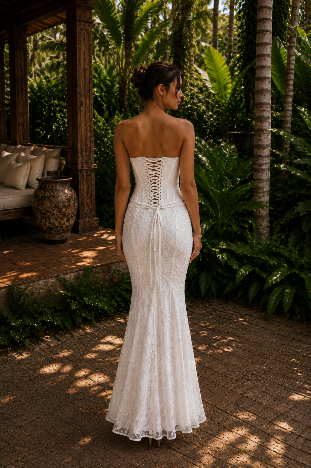 ETERNAL BLOOM | Vestido Midi de Encaje Floral 2 piezas con Corsé