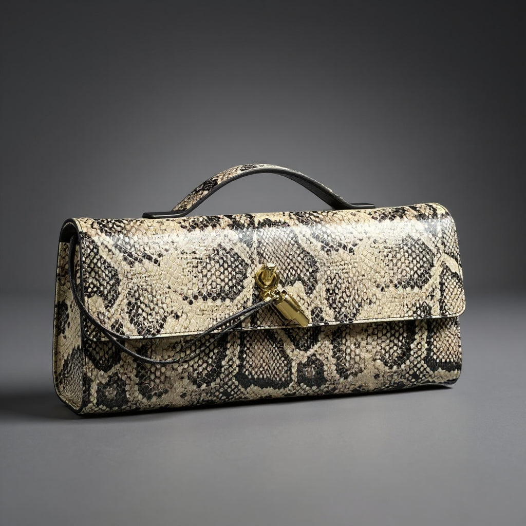 Bolso de mano Sammi con estampado de serpiente