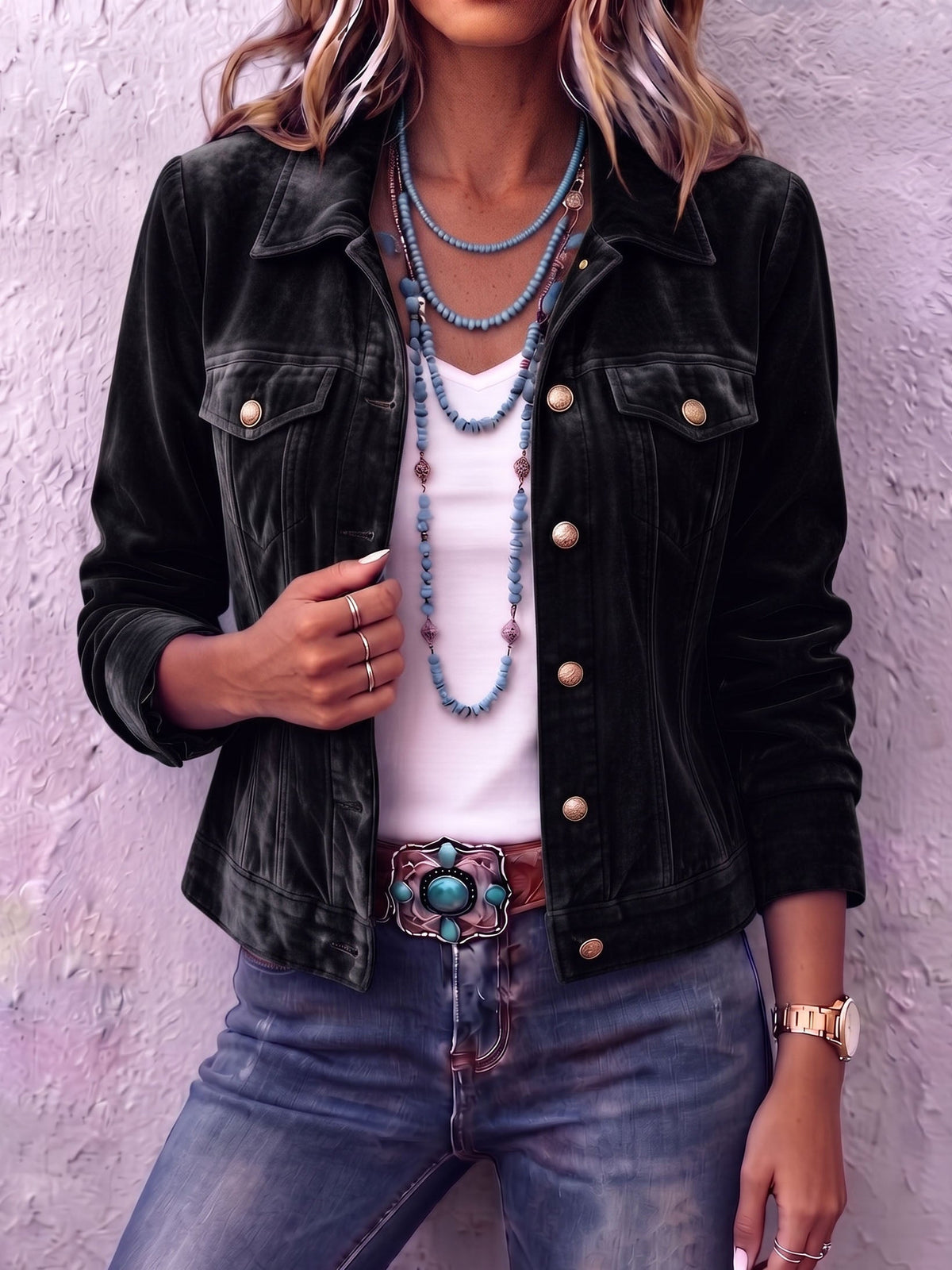 Raffaella - Chaqueta de terciopelo vintage de estilo bohemio