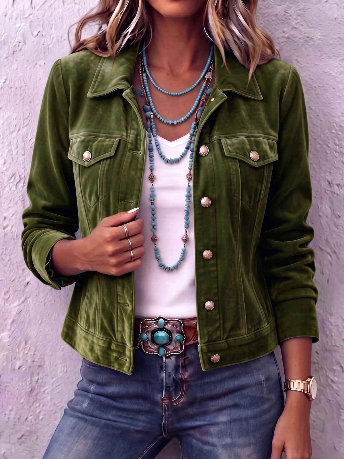 Raffaella - Chaqueta de terciopelo vintage de estilo bohemio