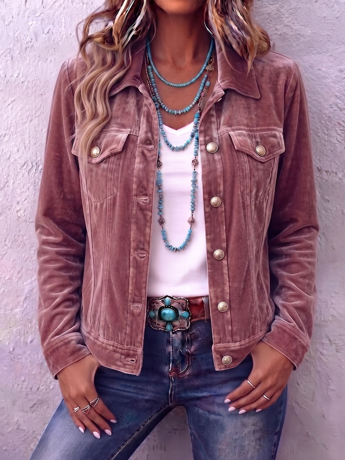 Raffaella - Chaqueta de terciopelo vintage de estilo bohemio