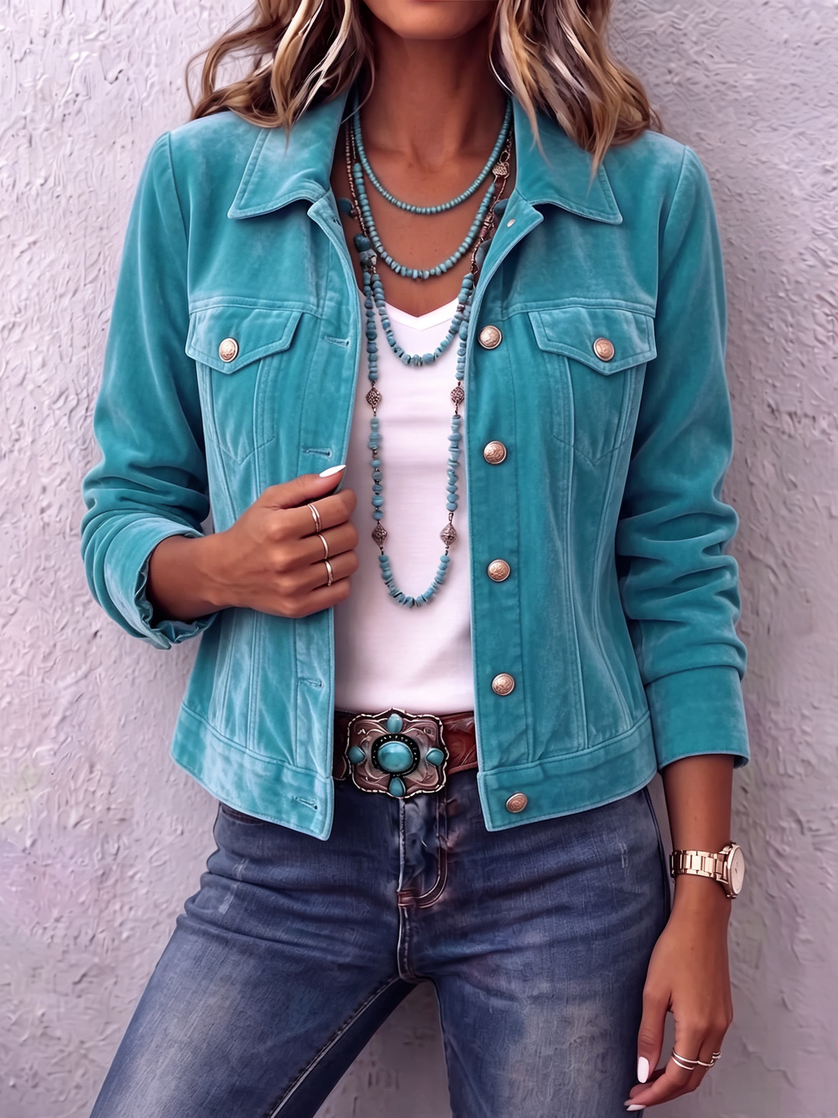 Raffaella - Chaqueta de terciopelo vintage de estilo bohemio